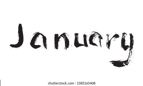 The names of the months drawn with a brush.