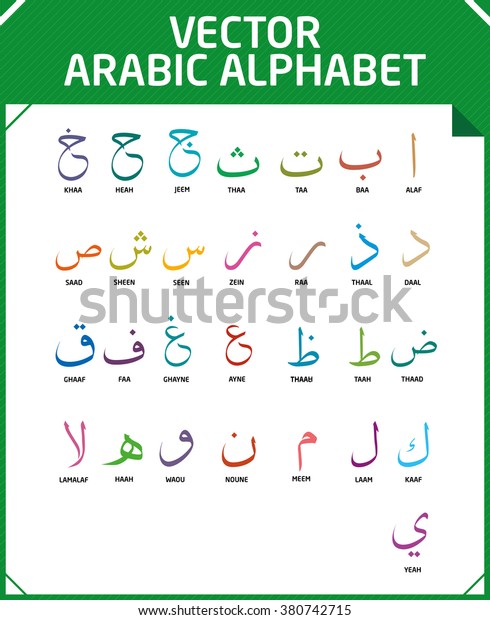 Names Shapes Letters Colorful Arabic Alphabet Stock Vector (Royalty ...