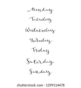 Names of week for calendar. Elegant modern calligraphy. Perfect for planners and organizers.