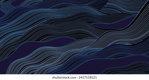 Nami Blue Japanese Pattern Curved Background