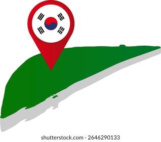 Localização do mapa do pino de Nami Island of South Korea