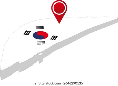 Localização do mapa do pino de Nami Island of South Korea