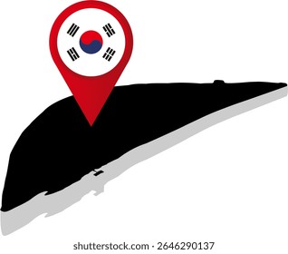 Localização do mapa do pino de Nami Island of South Korea
