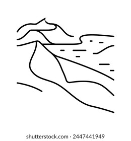 Namib-Wüstenlinien-Symbol Vektorgrafik. Namib-Wüstenzeichen. Isoliertes Kontursymbol Schwarze Abbildung