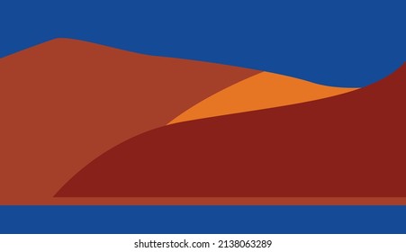 El desierto de las dunas de Namibia. Ilustración de estilo plano
