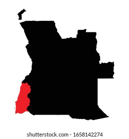 Namibe province highlighted on Angola map Vector EPS 10