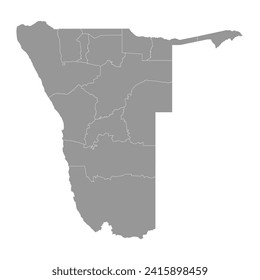 Namibia with administrative divisions. Vector illustration.