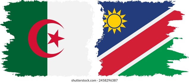 Namibia and Algeria grunge flags connection, vector