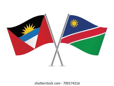 Namibia and Antigua and Barbuda flags.Vector illustration.