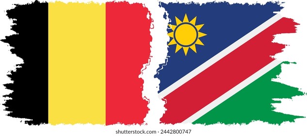 Namibia y Bélgica grunge banderas de conexión, vector