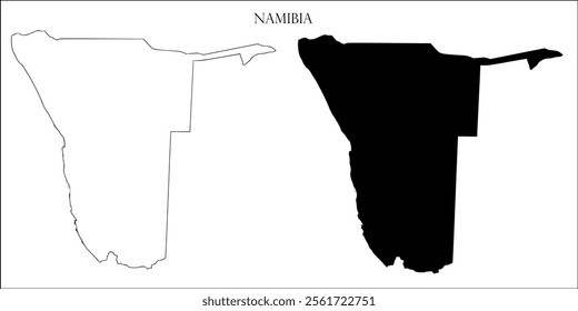 Namibia Blank Map, Namibia Map Outline Vector Images