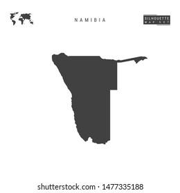 Namibia Blank Vector Map Isolated on White Background. High-Detailed Black Silhouette Map of Namibia.
