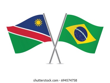 Namibia and Brazil flags.Vector illustration.