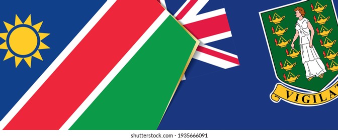 Namibia und die Britischen Jungferninseln, zwei Vektorfahnen Symbol für Beziehung oder Konfrontation.