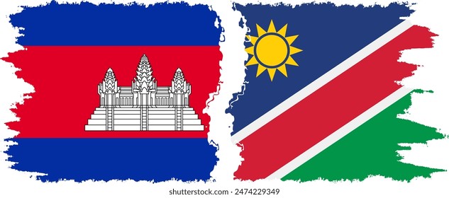 Namibia y Camboya grunge banderas conexión, Vector