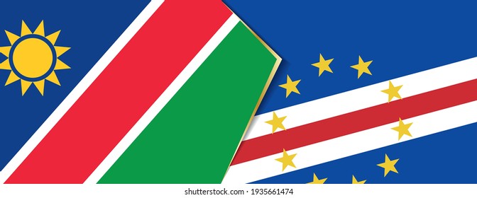 Namibia and Cape Verde flags, two vector flags symbol of relationship or confrontation.