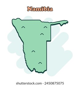 Namibia cartoon colored map icon in comic style. Country sign illustration pictogram. Nation geography atlas business concept.	