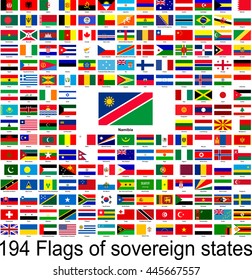 Namibia, collection of vector images of flags of the world