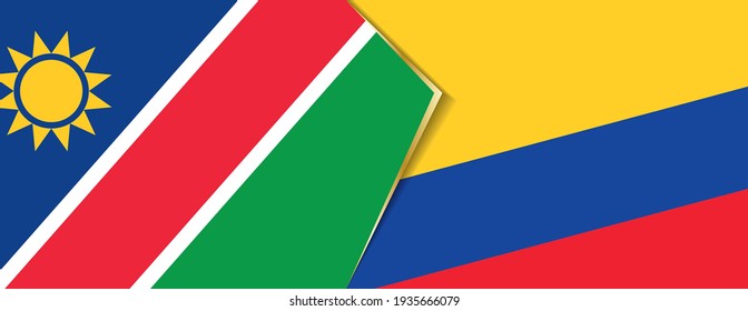 Namibia and Colombia flags, two vector flags symbol of relationship or confrontation.