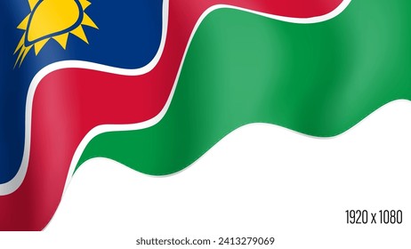 Namibia country flag realistic independence day background. Namibian commonwealth banner in motion waving, fluttering in wind. Festive patriotic HD format template for independence day