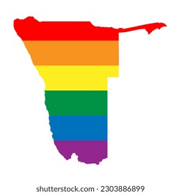 Namibia country silhouette. Country map silhouette in rainbow colors of LGBT flag.