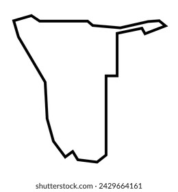 Namibia country thick black outline silhouette. Simplified map. Vector icon isolated on white background.
