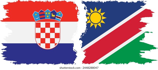 Namibia and Croatia grunge flags connection, vector