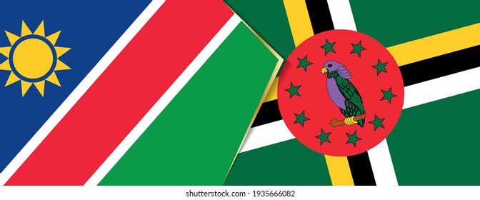 Namibia and Dominica flags, two vector flags symbol of relationship or confrontation.