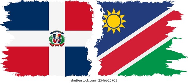 Namibia and Dominican Republic grunge flags connection, vector