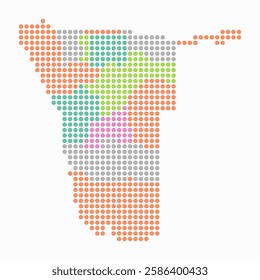 Namibia dotted map. Digital style map of the country on white background. Namibia shape with circle dots. Colored dots style. Large size circles. Beautiful vector illustration.