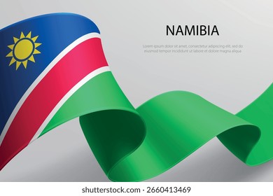 Namibia elegante cinta 3D con bandera nacional, colores que ondean suavemente