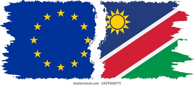 Namibia and European Union grunge flags connection, vector