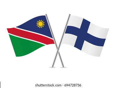 Namibia and Finland flags.Vector illustration.