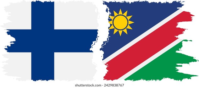 Namibia and Finland grunge flags connection, vector