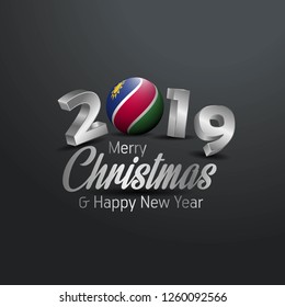Namibia Flag 2019 Merry Christmas Typography. New Year Abstract Celebration background