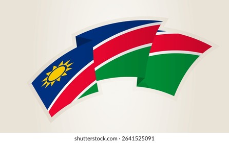 Namibia Flag in Abstract Ribbon Shape, National Symbol of the Namibia. This vector is ideal for use in national events, Independence Day, international sports competitions.