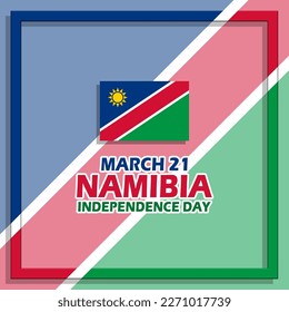 Namibia flag and bold text with a frame to commemorate Namibia Independence Day on March 21