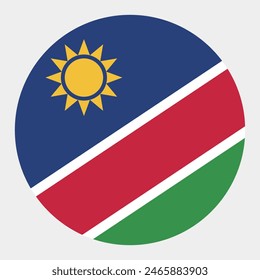 Bandera de Namibia. Bandera del círculo de Namibia. Icono de marca. Color estándar. Bandera redonda. Ilustración de computadora. Ilustración digital Ilustración vectorial.