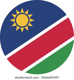 Namibia flag. Namibia circle flag. Flag icon. Standard color. Round flag. Computer illustration. Digital illustration. Vector illustration.