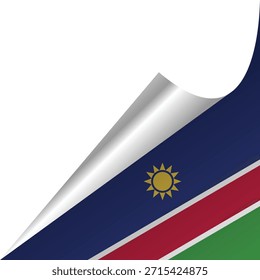 Namibia flag with a curled corner revealing vibrant colors.