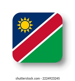 Namibia flag - flat vector square with rounded corners and dropped shadow.