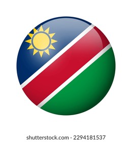 Namibia flag - glossy circle badge. Vector icon.