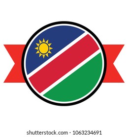 Namibia flag in glossy round button of icon. flag logo of Namibia emblem isolated on white background, Namibia national concept sign, Vector illustration.