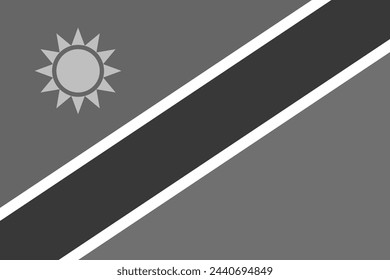 Namibia flag - greyscale monochrome vector illustration. Flag in black and white