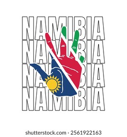 Namibia Flag Hand Gesture T-Shirt Design with Bold Typography