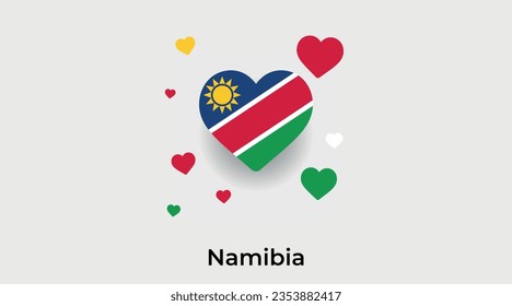 Namibia flag heart shape country icon vector illustration