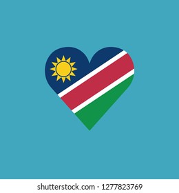 Namibia flag icon in a heart shape in flat design. Independence day or National day holiday concept.