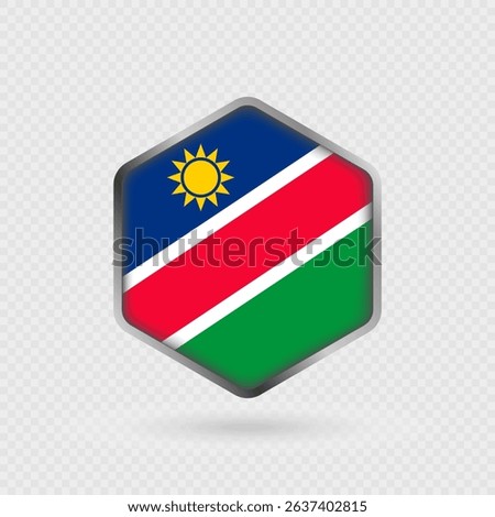 Namibia Flag Icon in Hexagon Shape.