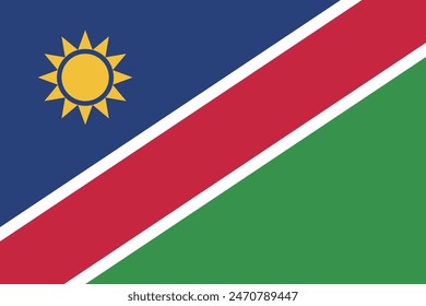 Namibia flag. Flag of Namibia. Flag icon. Standard color. Standard size. Rectangular flag. Computer illustration. Digital illustration. Vector illustration.