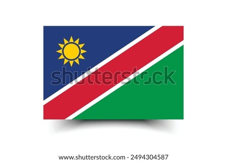 Namibia flag. Flag of Namibia. Flag icon. Standard color. Standard size. Rectangular flag. Computer illustration. Digital illustration. Vector illustration.